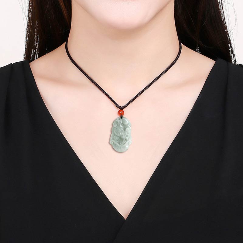 Natural Jade 12 Chinese Zodiac Sucess Pendant Necklace - image 20