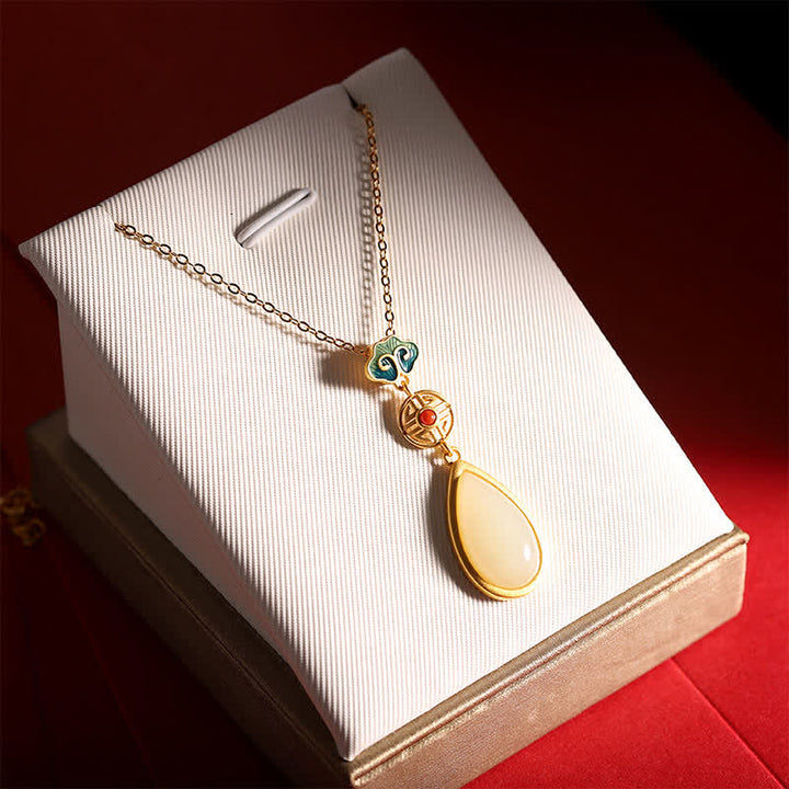 925 Sterling Silver Hetian White Jade Water Drop Chain Necklace Pendant Bracelet - image 3