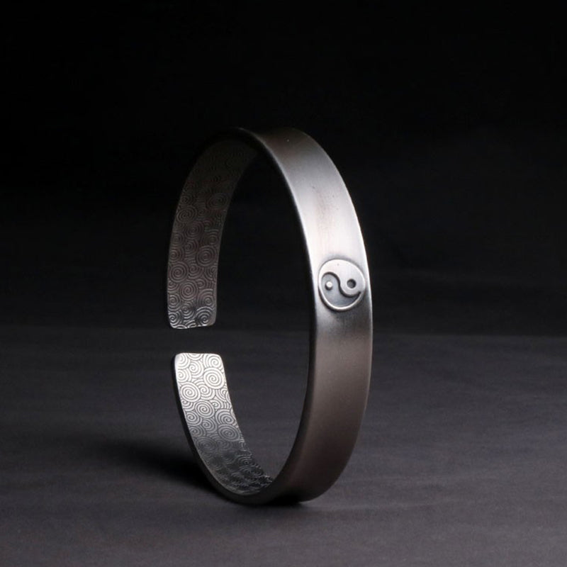 999 Sterling Silver Yin Yang Auspicious Clouds Balance Harmony Bracelet - image 2