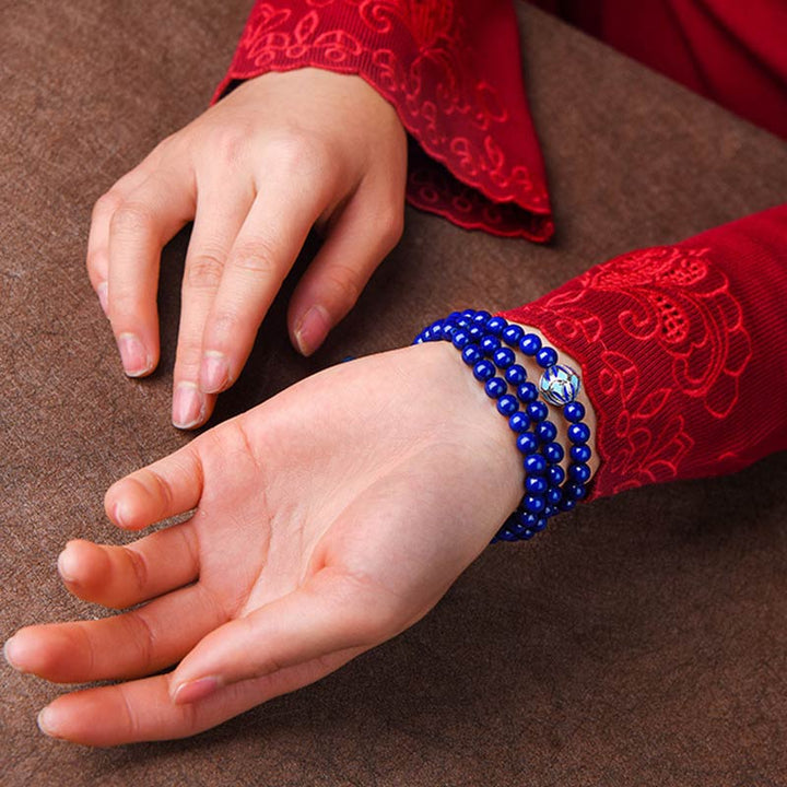 Buddha Stones Lazurite Lapis Lazuli Yellow Agate Positive Bracelet - image 2