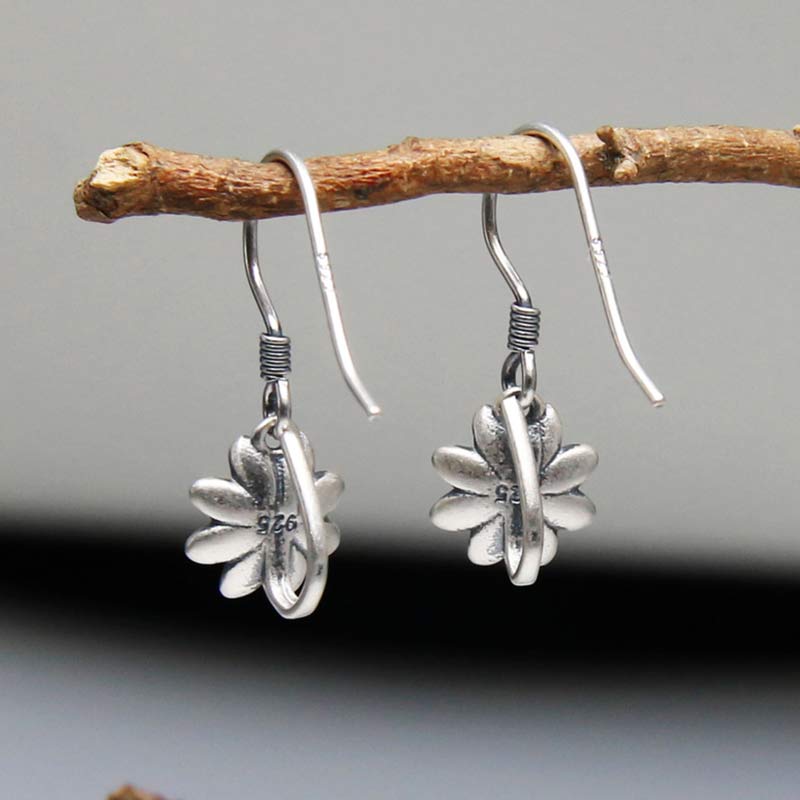 925 Sterling Silver Lotus Flower Enlightenment Earrings - image 3