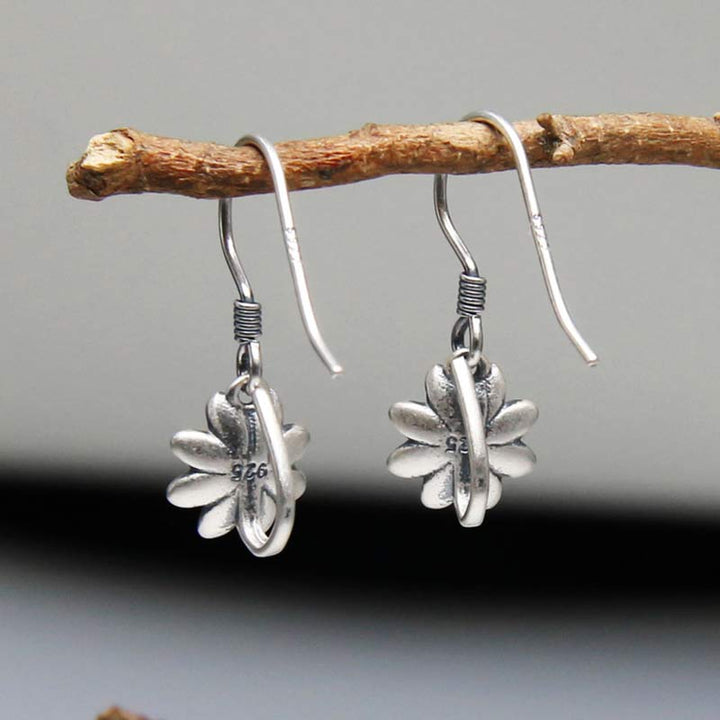 925 Sterling Silver Lotus Flower Enlightenment Earrings - image 3