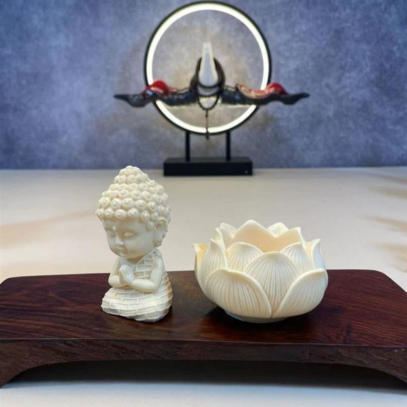 Buddha Stones Mini Ivory Fruit Tathagata Buddha Lotus Kwan Yin Avalokitesvara Manjusri Samantabhadra Serenity Desk Decoration