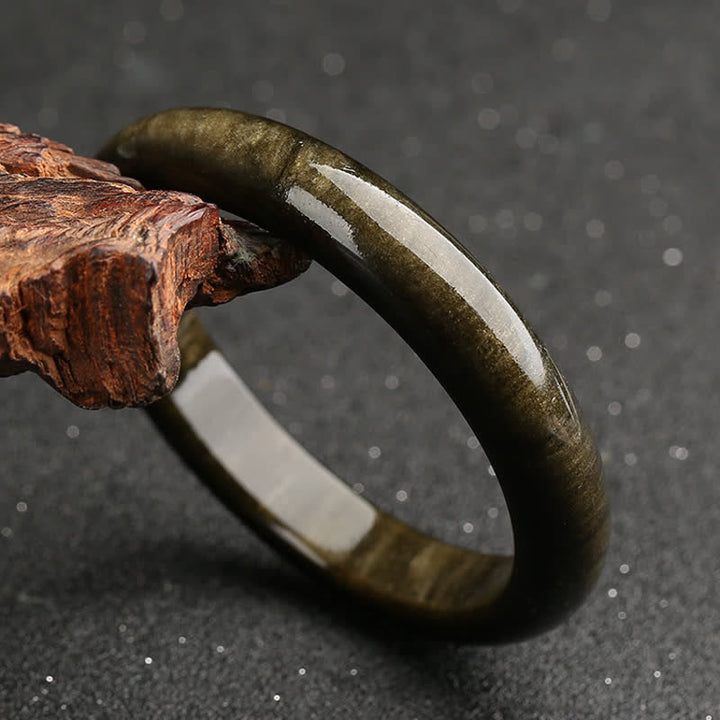 Buddha Stones Gold Sheen Obsidian Silver Sheen Obsidian Protection Bracelet Bangle - image 4