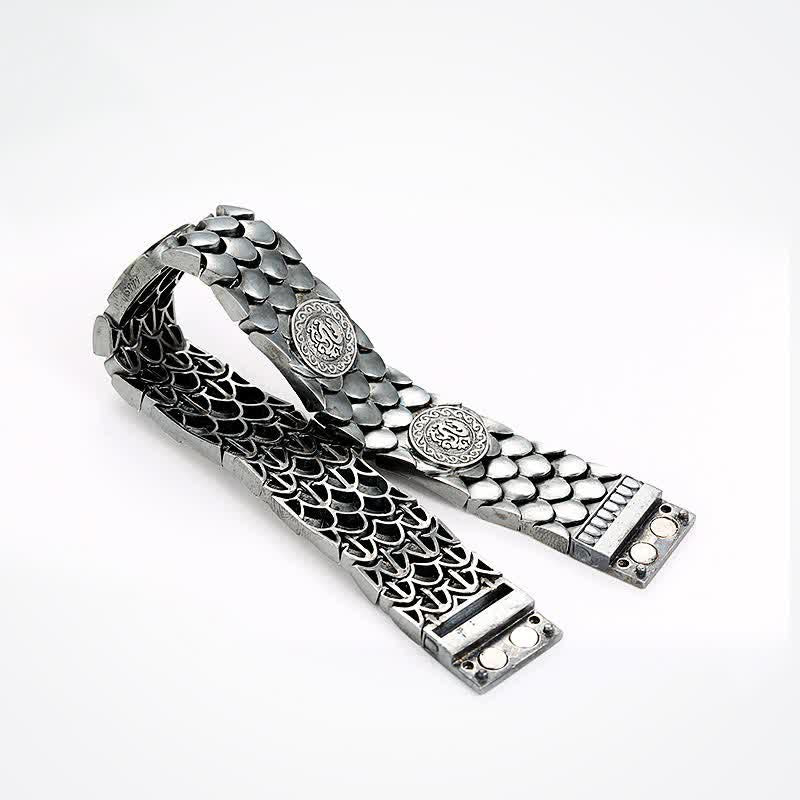 925 Sterling Silver Dragon Scales Luck Success Bracelet Bangle - image 3