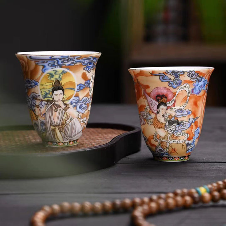 Buddha Stones Dunhuang Color Flying Apsaras Teacup Kung Fu Tea Cup