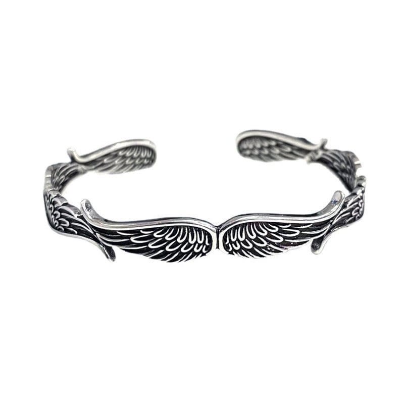 Buddha Stones Angel Wings Feather Pattern Carved Luck Cuff Bracelet Bangle - image 12
