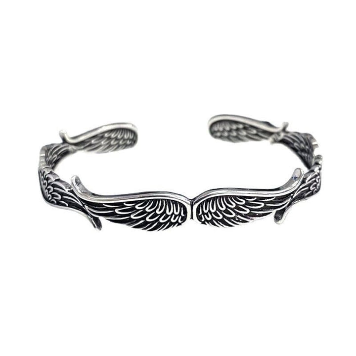 Buddha Stones Angel Wings Feather Pattern Carved Luck Cuff Bracelet Bangle - image 12