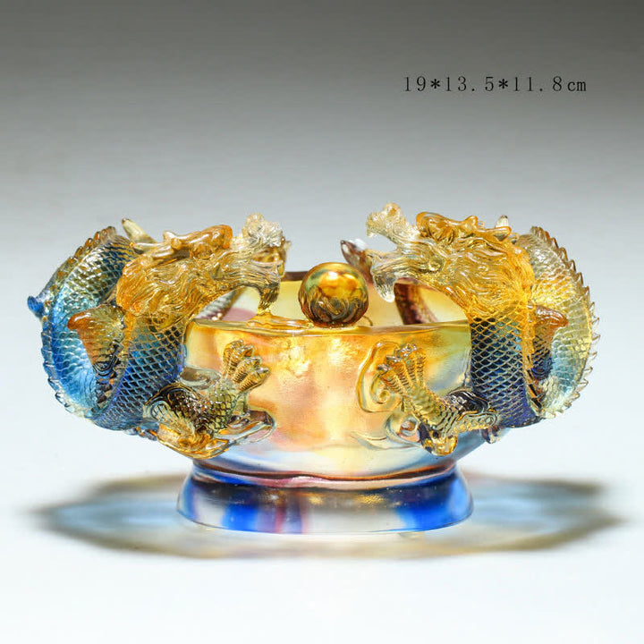 Feng Shui Chinese Zodiac Dragon Handmade Liuli Crystal Art Piece Protection Home Office Decoration - Medium 19*13.5*11.8cm - image 2