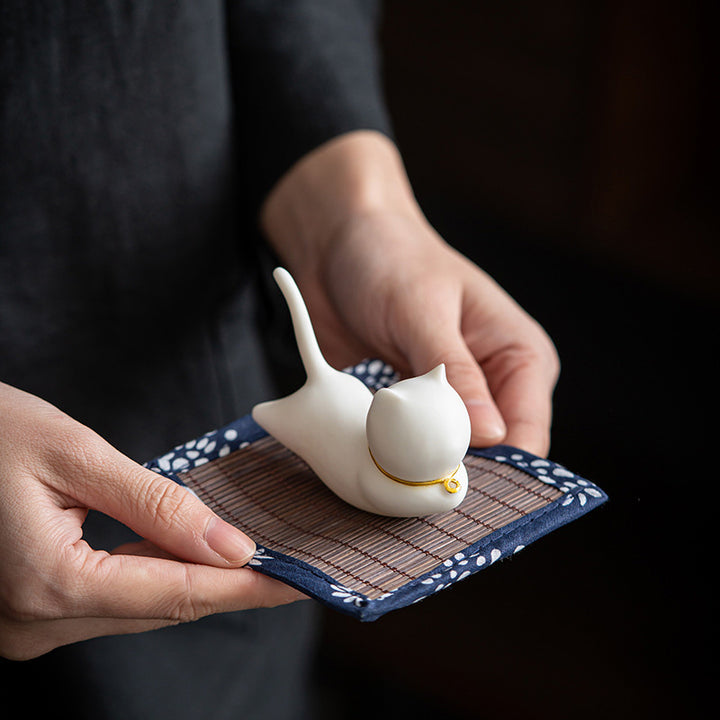 Lovely Cat Panda Ceramic Blessing Incense Burner Decoration - image 3