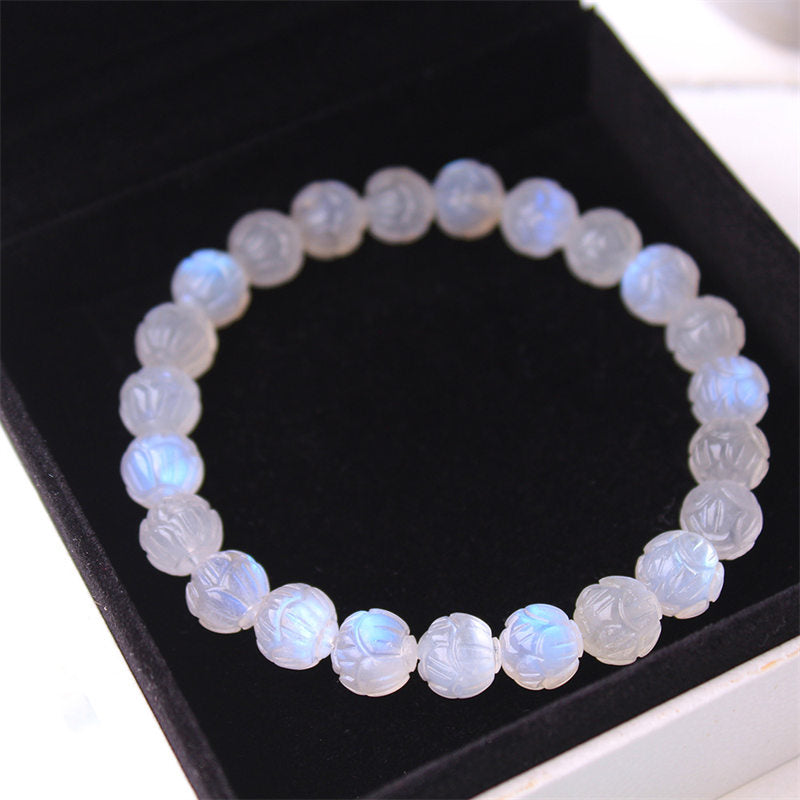 Buddha Stones Natural Moonstone Lotus Love Bracelet - image 8