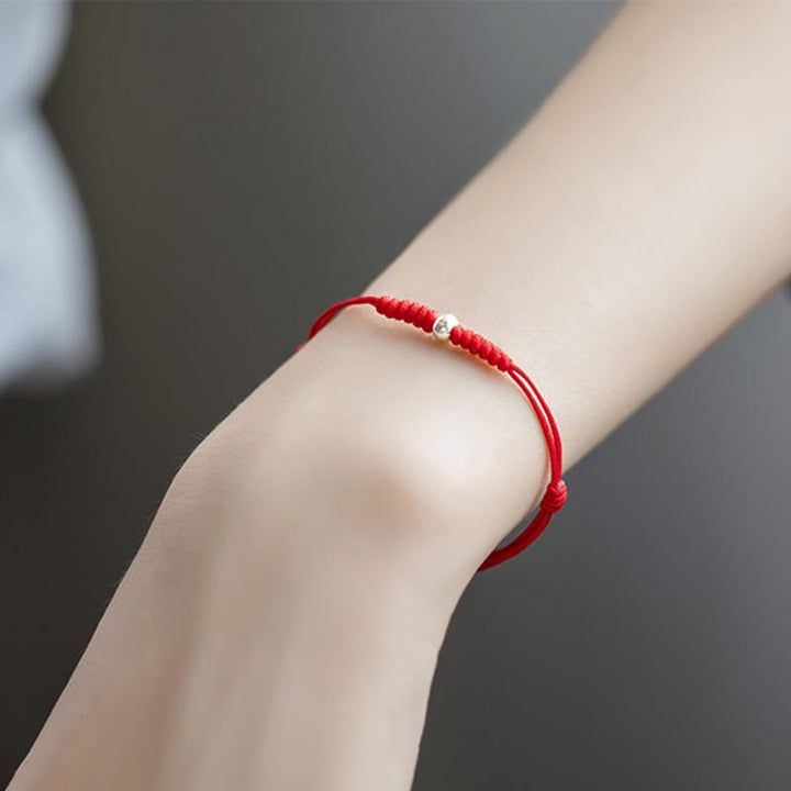 Buddha Stones 925 Sterling Silver Luck Bead Protection Red String Thin Cord Braided Bracelet - image 17