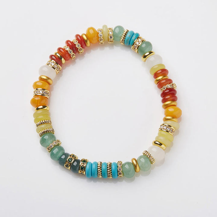 Buddha Stones Natural Red Agate Jade Rainbow Confidence Bracelet