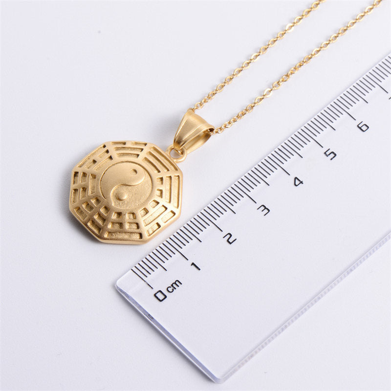 Bagua Yin Yang Titanium Steel Balance Necklace Chain Pendant - image 6