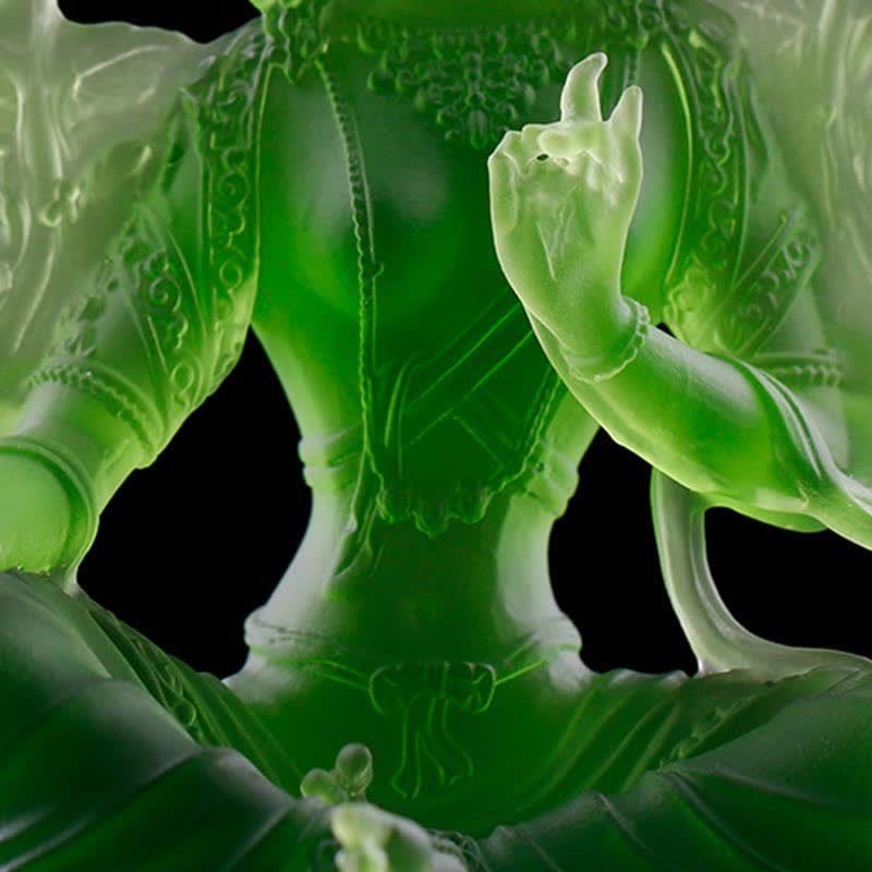 Bodhisattva Green Tara Handmade Liuli Crystal Art Piece Protection Home Office Statue Decoration - image 4