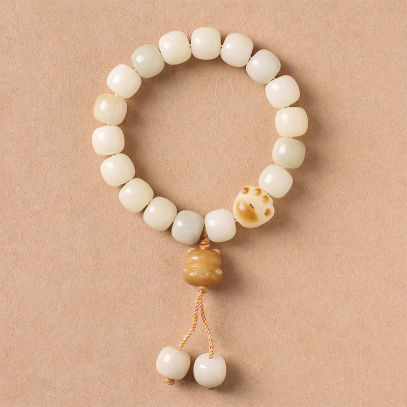 Buddha Stones Lucky Cat Bodhi Seed Cat Paw Peace Bracelet - Bodhi Seed Yellow Cat - image 9
