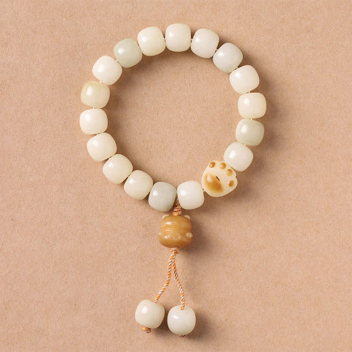 Buddha Stones Lucky Cat Bodhi Seed Cat Paw Peace Bracelet - Bodhi Seed Yellow Cat - image 9