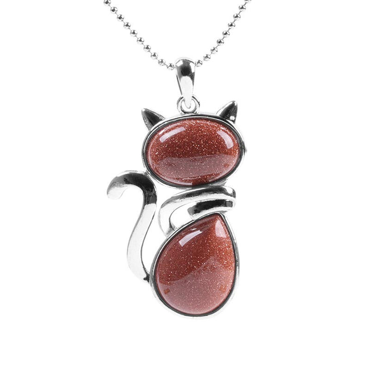 Buddha Stones Cat Pattern Natural Crystal Protection Necklace Pendant - image 18