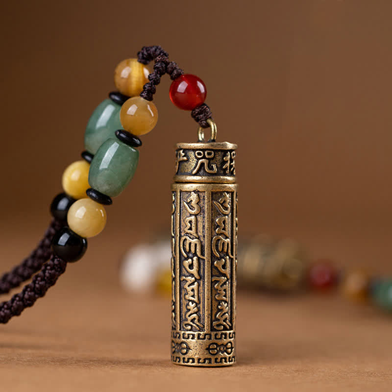 Buddhastoneshop Tibet Om Mani Padme Hum Agate Shurangama Sutra Protection Necklace Pendant - image 8