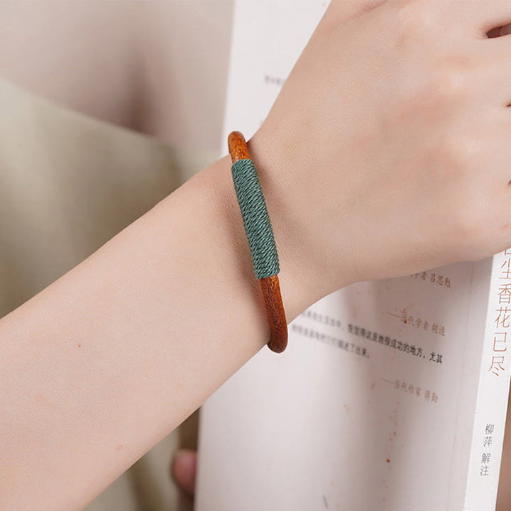 Buddha Stones Tibetan Leather Handmade Five Elements Luck Braid String Buckle Bracelet - image 6