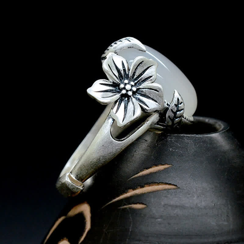 990 Sterling Silver Natural Chalcedony Plum Positive Harmony Ring - image 18