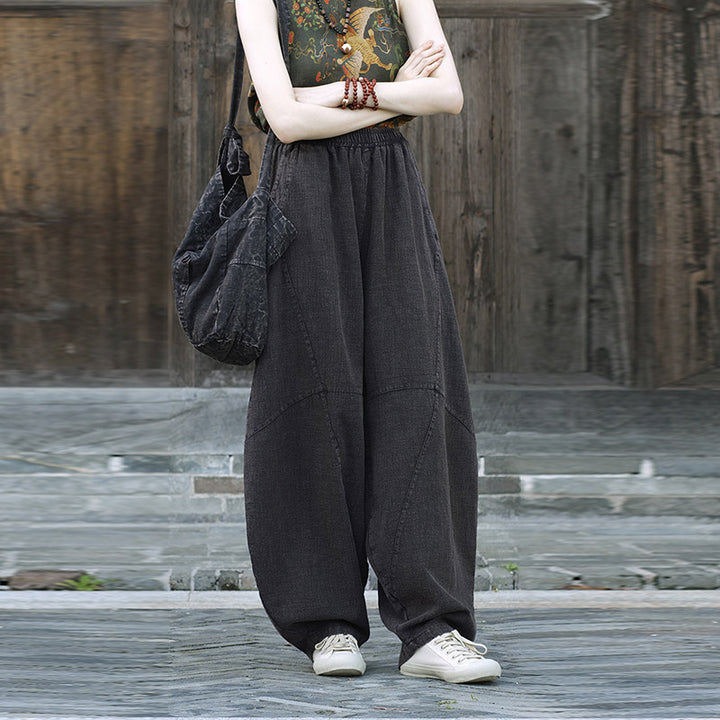 Buddha Stones Cotton Linen Pants Harem Trousers Loose Zen Yoga Tai Chi Women's Pants