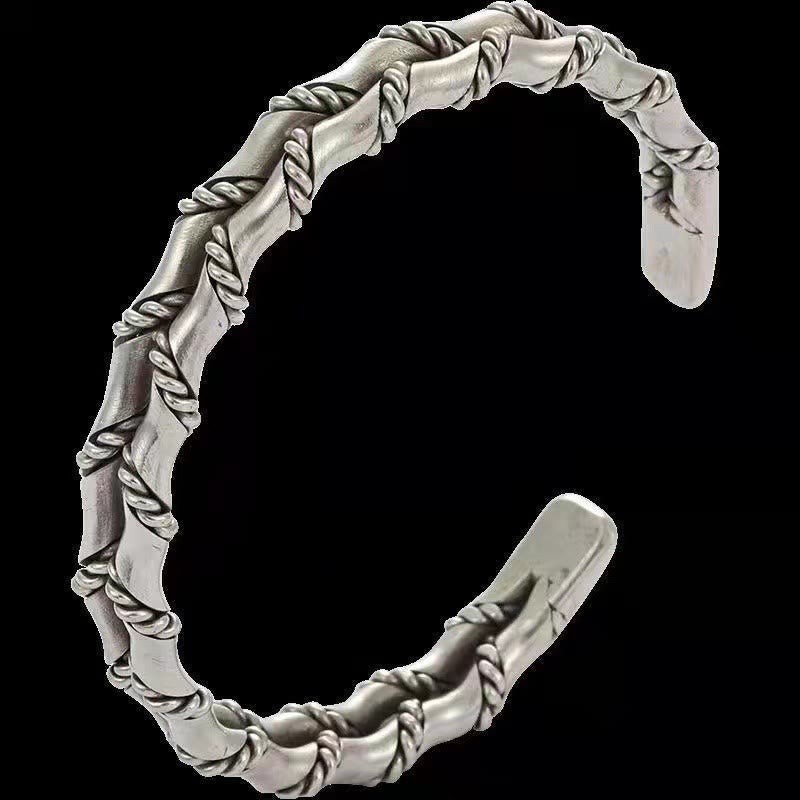 Buddha Stones Vintage Double Layer Bamboo Pattern Luck Cuff Bracelet Bangle - image 4