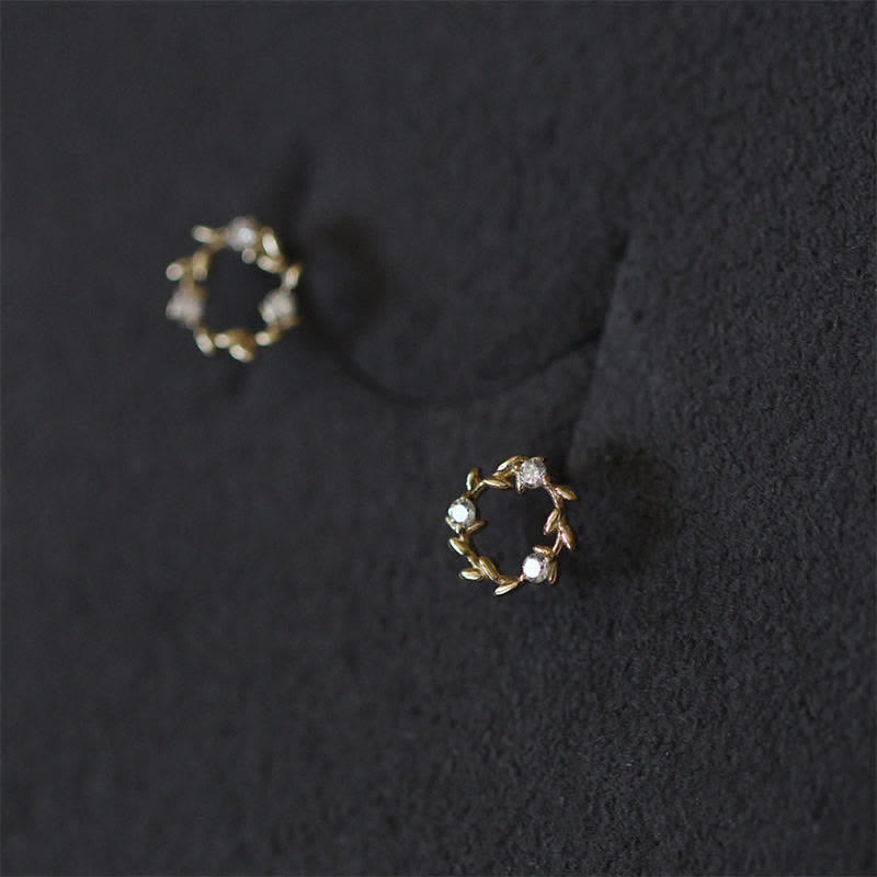 Buddha Stones 925 Sterling Silver Tiny Wreath Stud Blessing Flower Earrings - image 8