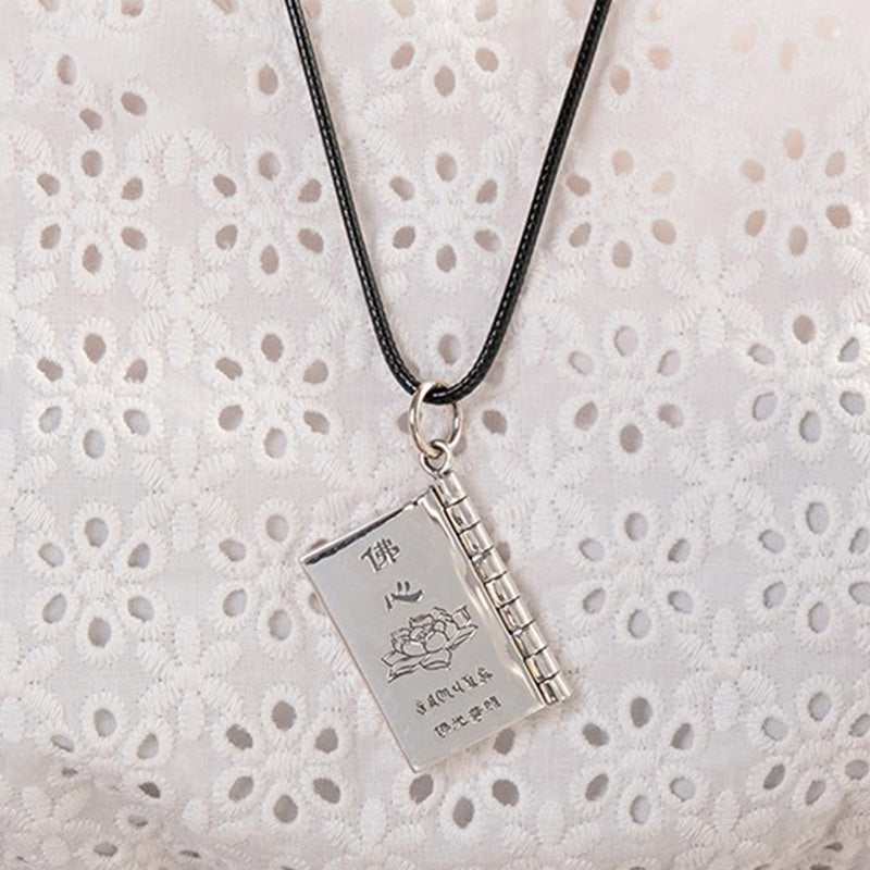 990 Sterling Silver Heart Sutra Great Compassion Shurangama Mantra Lotus Vajra Peace Necklace Pendant - image 6