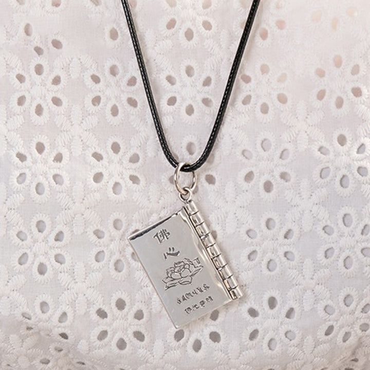 990 Sterling Silver Heart Sutra Great Compassion Shurangama Mantra Lotus Vajra Peace Necklace Pendant - image 6