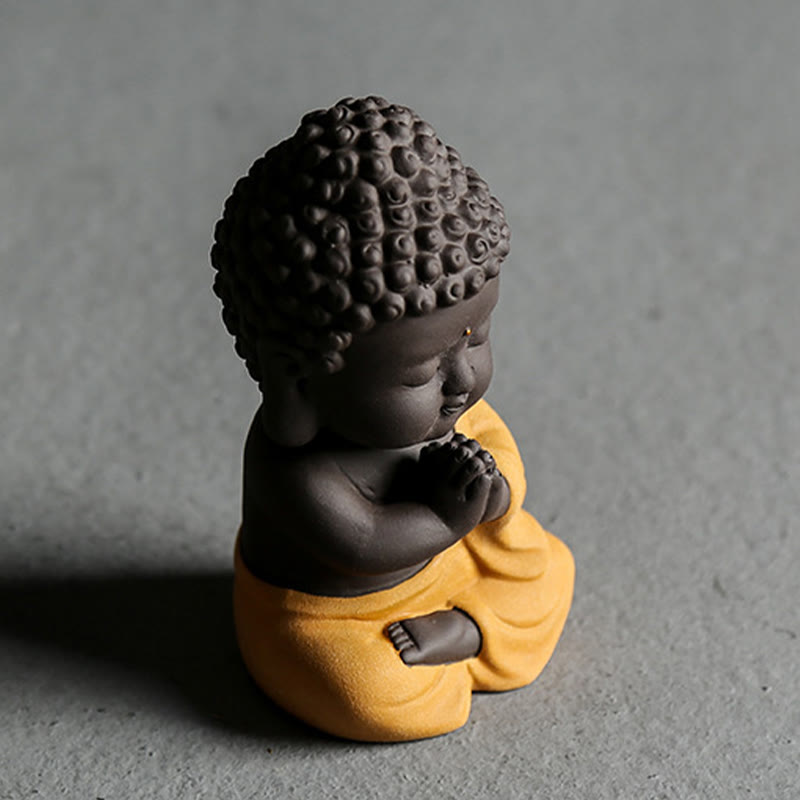 Buddha Stones Small Buddha Serenity Purple Clay Home Desk Decoration - image 21