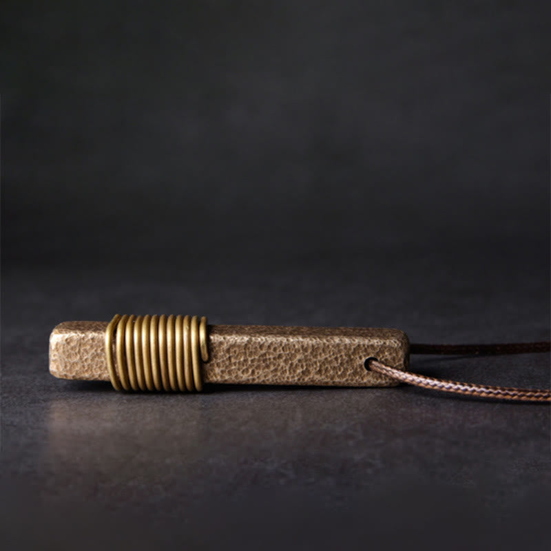 Buddha Stones Vintage Textured Design Brass Copper Wealth Necklace Pendant - image 2