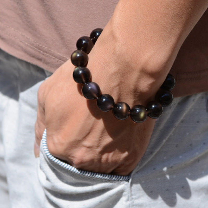 Buddha Stones Natural Rainbow Obsidian Positive Bracelet