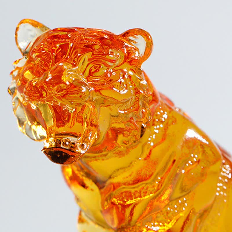 Handmade Liuli Crystal Tiger Art Piece Protection Home Decoration - image 10