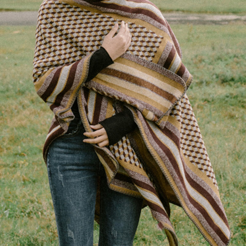 Tibetan Shawl Classic Pattern Winter Cozy Warm Travel Scarf Wrap - image 5