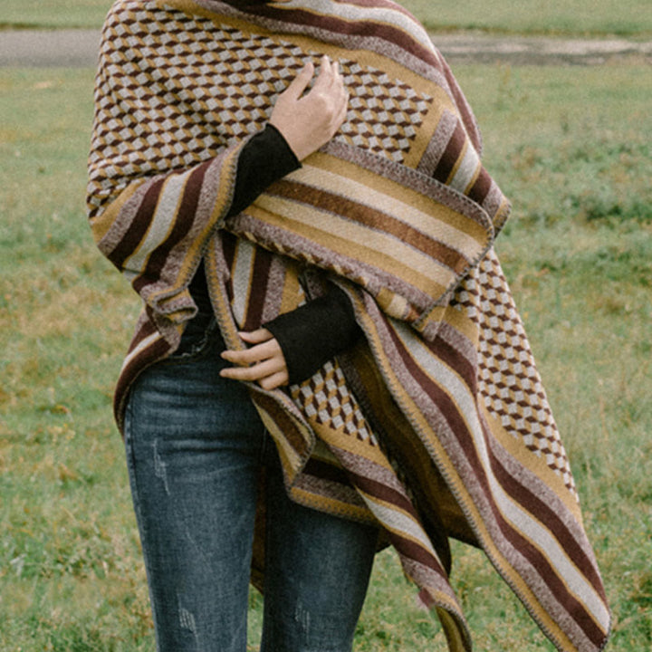 Tibetan Shawl Classic Pattern Winter Cozy Warm Travel Scarf Wrap - image 5