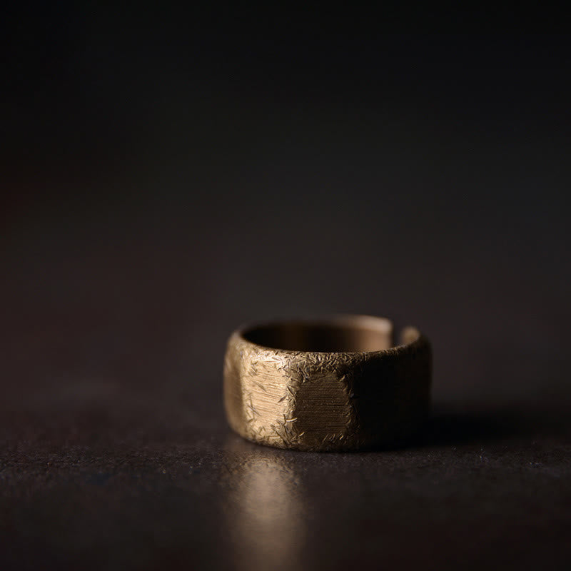 Tibetan Simple Design Copper Brass Frosted Wealth Ring - 10mm - 49.6mm - image 11