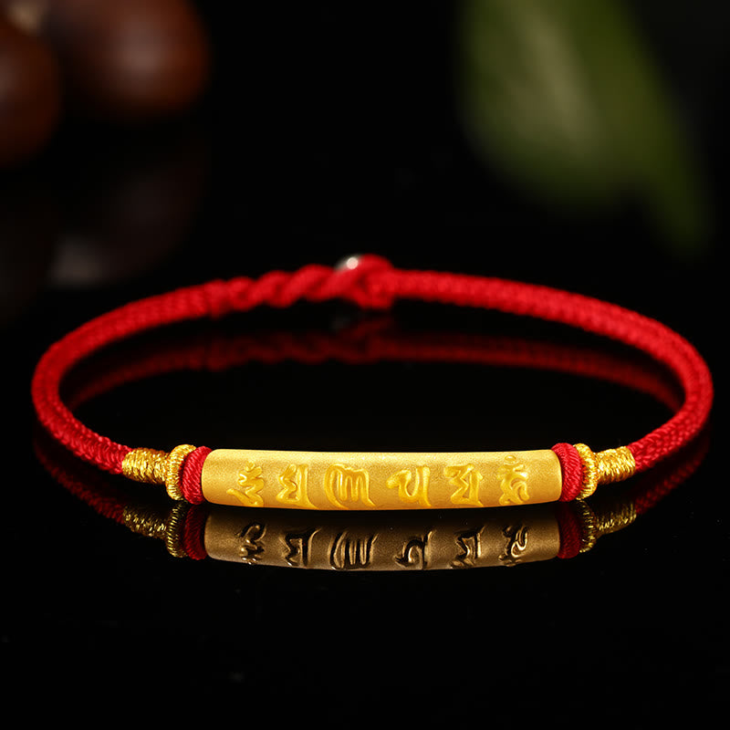 Buddha Stones Tibetan 999 Gold Om Mani Padme Hum Handcrafted Eight Thread Peace Knot Luck Braided Couple Bracelet