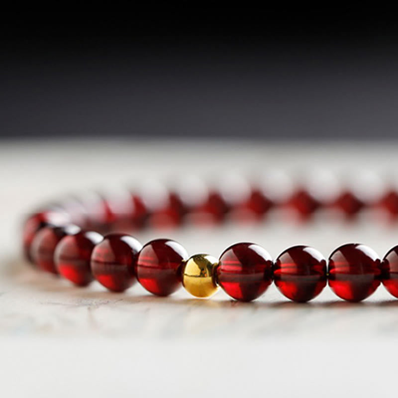 Buddha Stones 999 Gold Koi Fish Natural Garnet Protection Bracelet - image 12