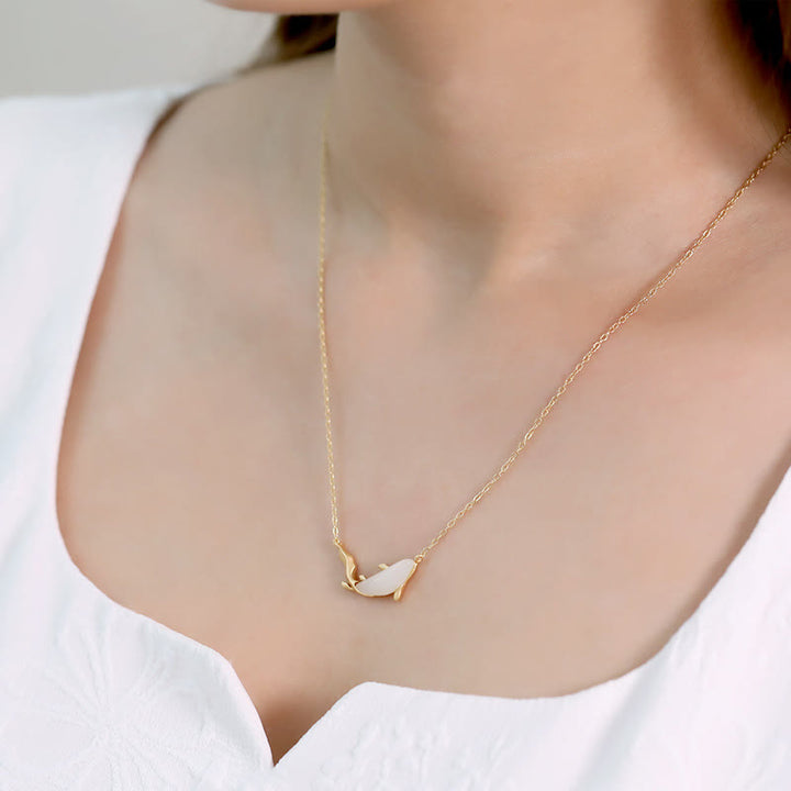 Buddha Stones 925 Sterling Silver White Jade Dolphin Luck Necklace Pendant - image 16