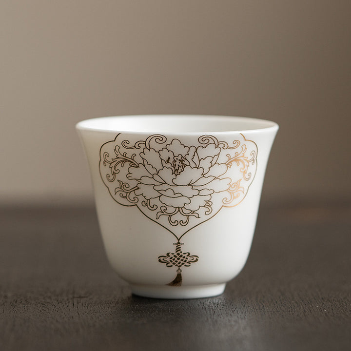 Buddha Stones Lotus Flower Leaf Mountain Pavilion Elk Peony Ceramic Teacup Kung Fu Tea Cup