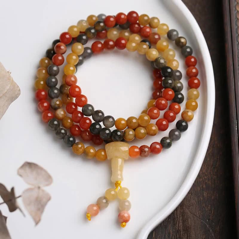 108 Beads Natural Red Agate Mala Protection Bracelet - 6mm - image 0