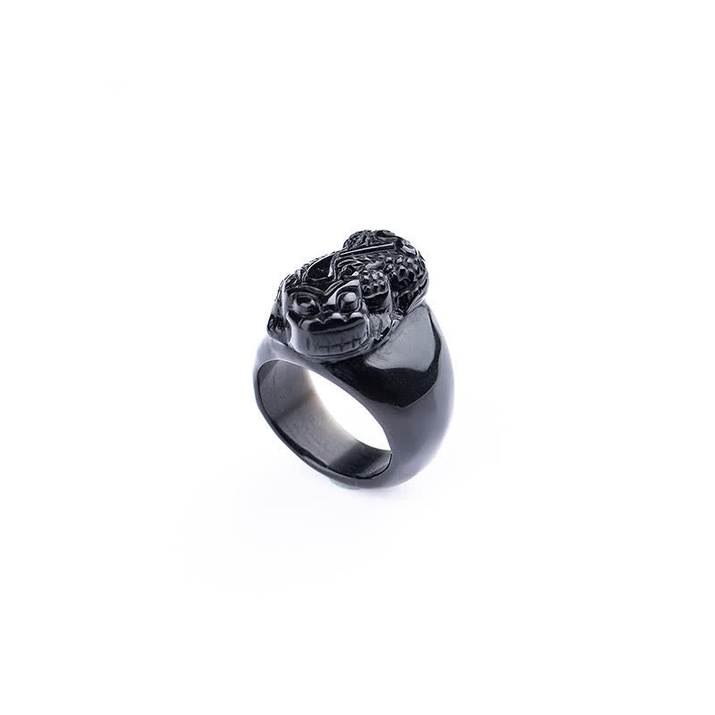 FengShui PiXiu Black Obsidian Strength Ring