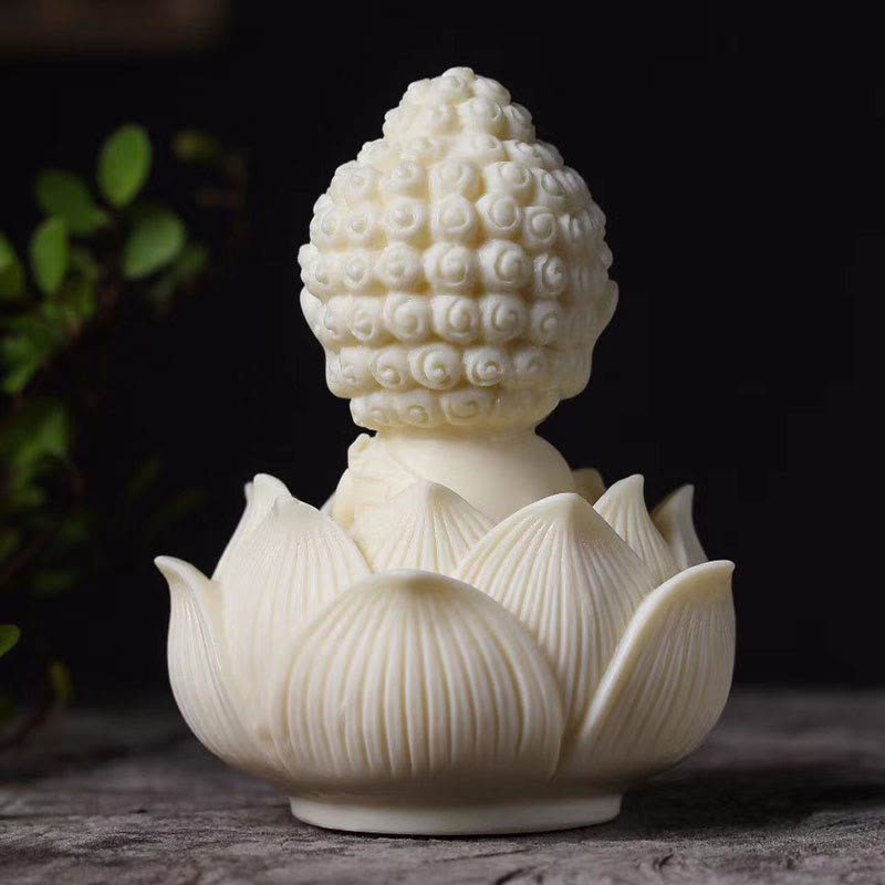 Buddha Stones Mini Ivory Fruit Tathagata Buddha Lotus Kwan Yin Avalokitesvara Manjusri Samantabhadra Serenity Desk Decoration