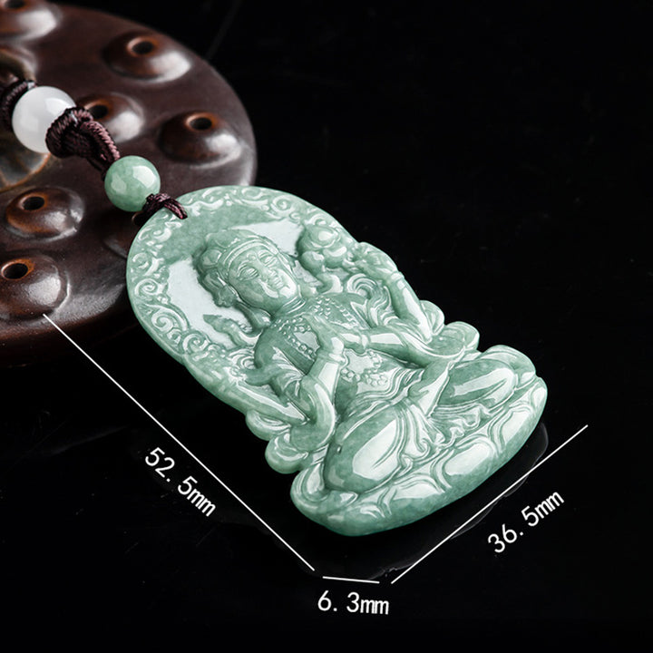 Four-armed Avalokitesvara Natural Jade Amulet Blessing String Necklace - image 9