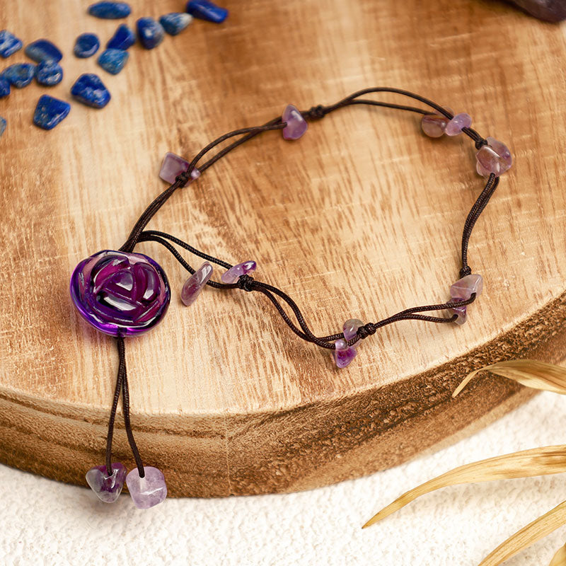 Buddha Stones Amethyst Pink Crystal Green Aventurine Rose Inner Peace Healing Anklet - image 4