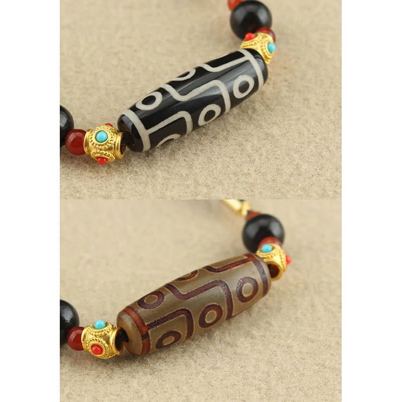 Buddha Stones Tibetan Nine-Eye Dzi Bead Protection Blessings String Necklace Pendant - image 12