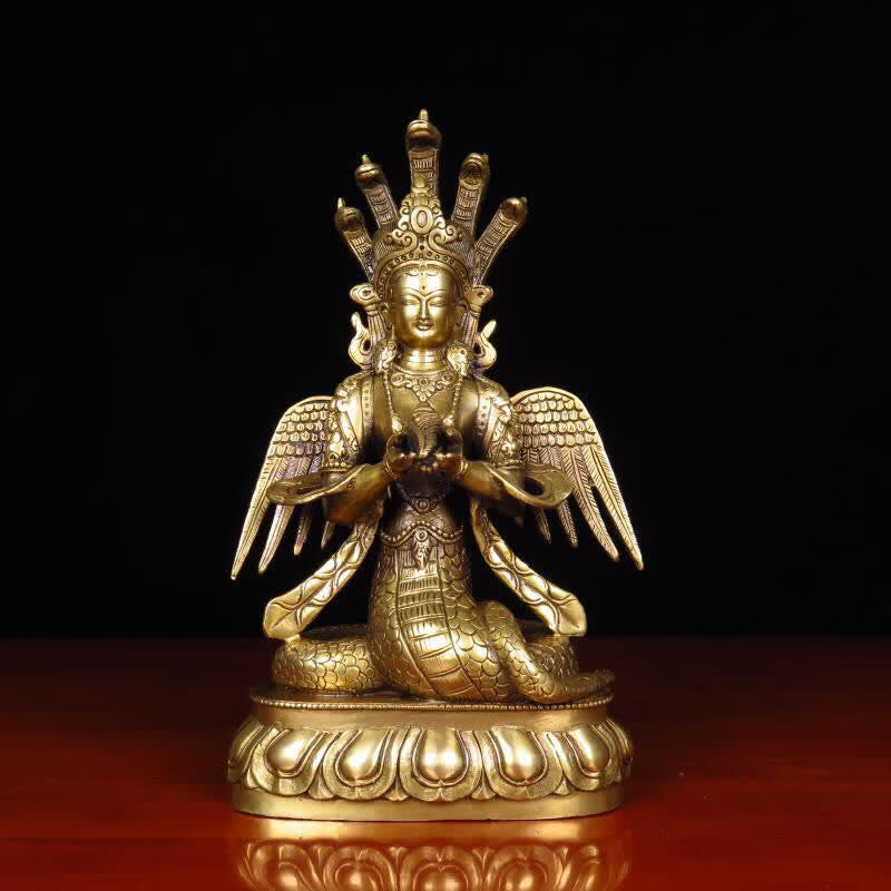 Bodhisattva Nuwa The Snake Fairy Protection Copper Statue Decoration - 14*11*28cm - image 0
