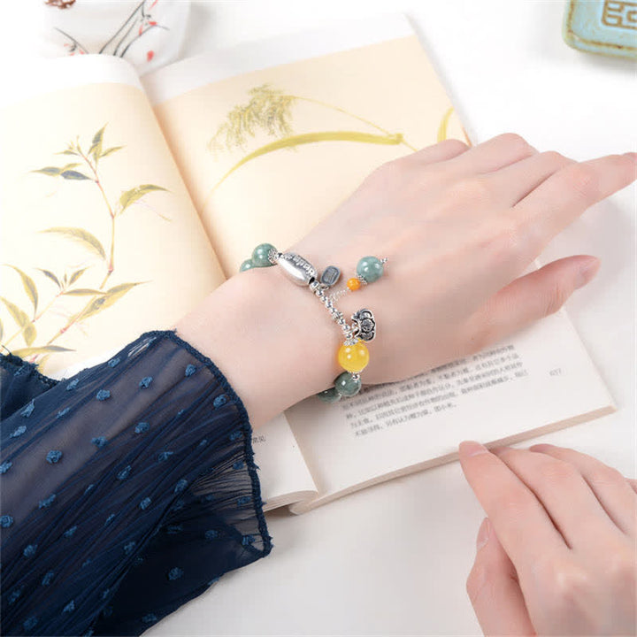 925 Sterling Silver Cyan Jade Amber Success Bracelet - image 2