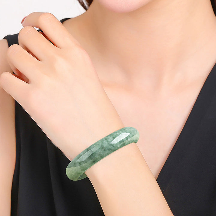 Buddha Stones Natural Jade Luck Wealth Bangle Bracelet - image 3